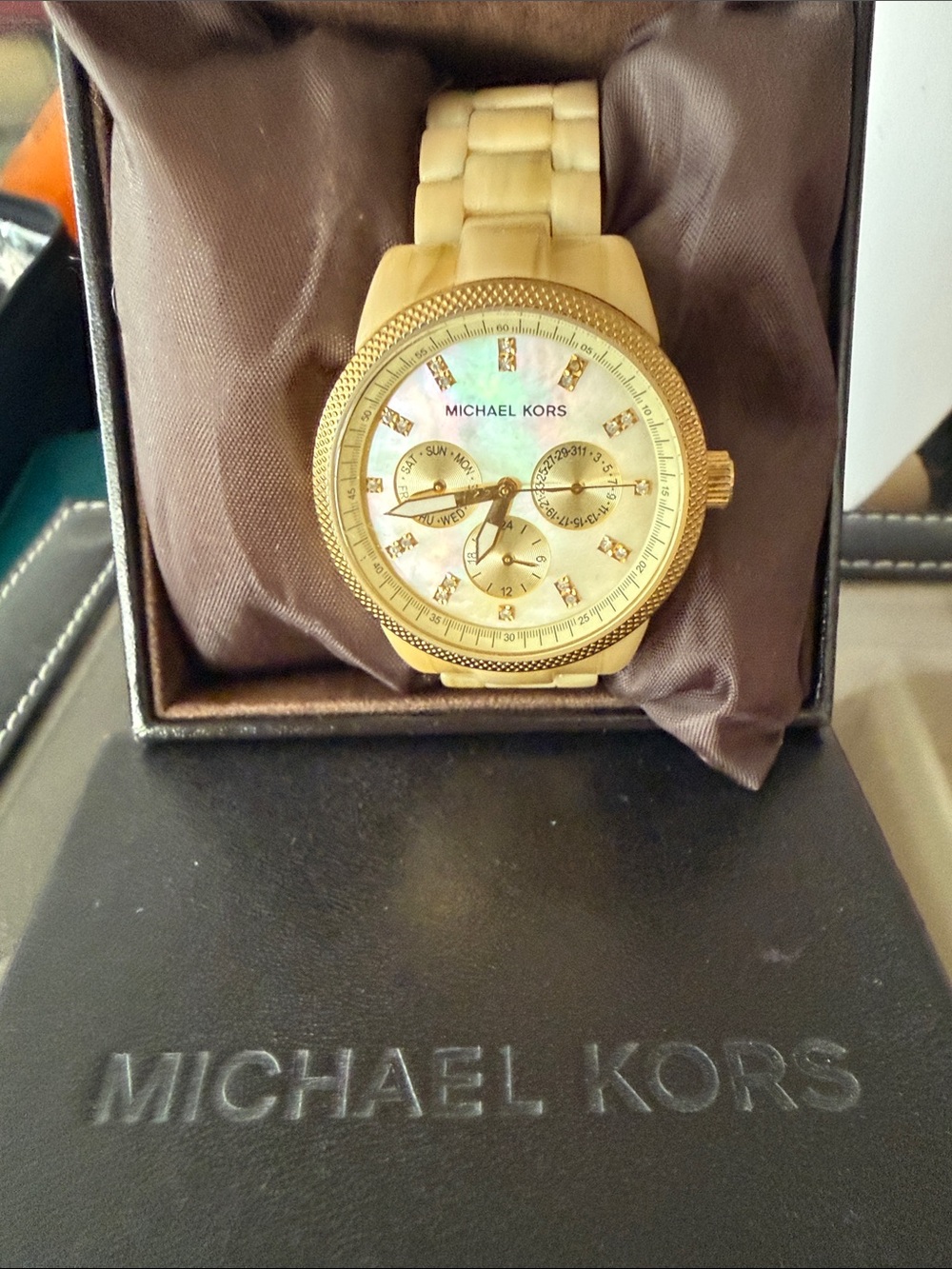 Michael Kors Gold Tone Men’s Chronograph Watch with Crystal Markers
